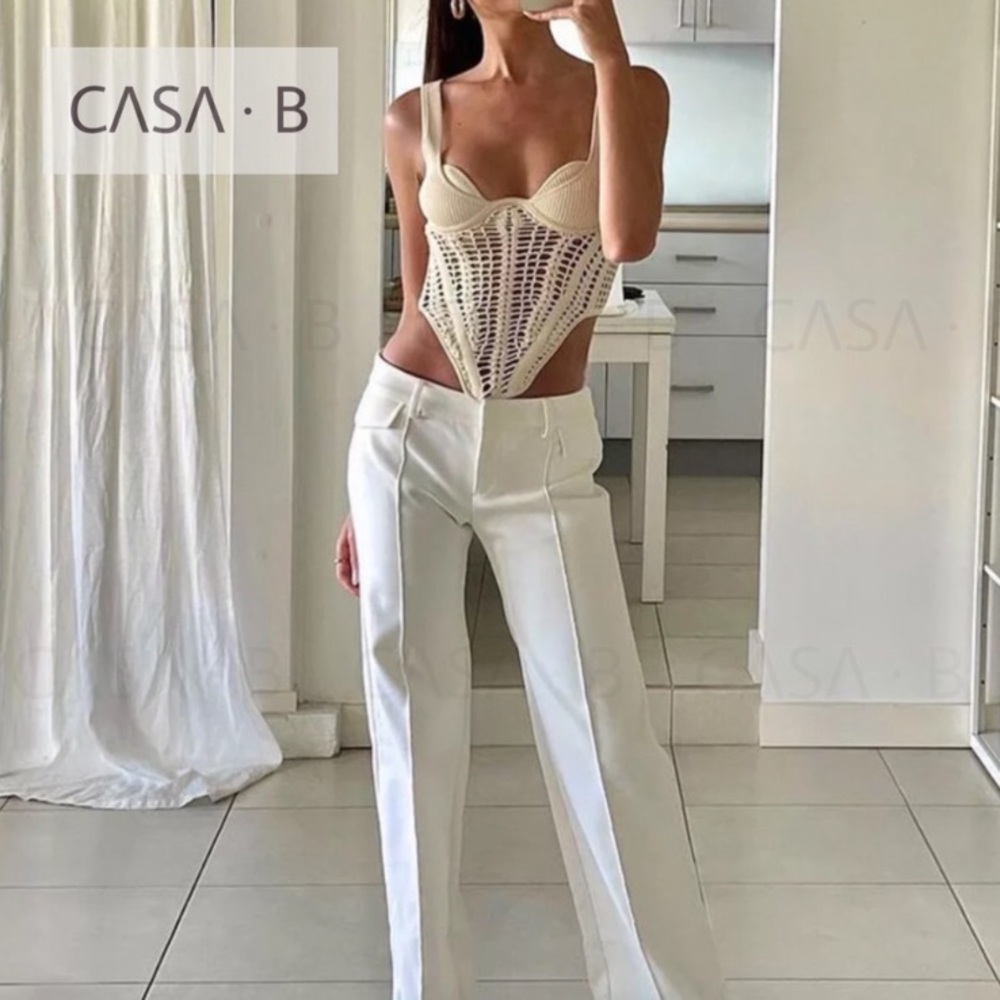 CASA B | Siren Crochet Bustier Corset Top in Bone